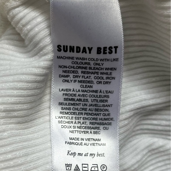 Aritzia Sunday Best White Firecracker Ruffle Strap Ribbed Crop Top Size M Summer - Picture 4 of 7